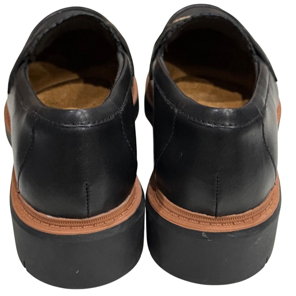 Clarks Westlynn Glow Loafers Womens Size 7 Black Leather Preppy Dark Academia - Picture 8 of 13